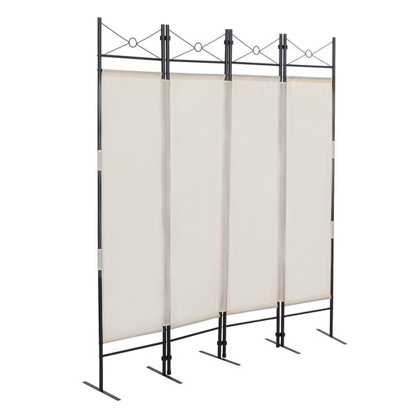 4-Panel Metal Folding Room Divider, 5.94Ft Freestanding Room Screen Partition Privacy Display for Bedroom, Living Room, Office