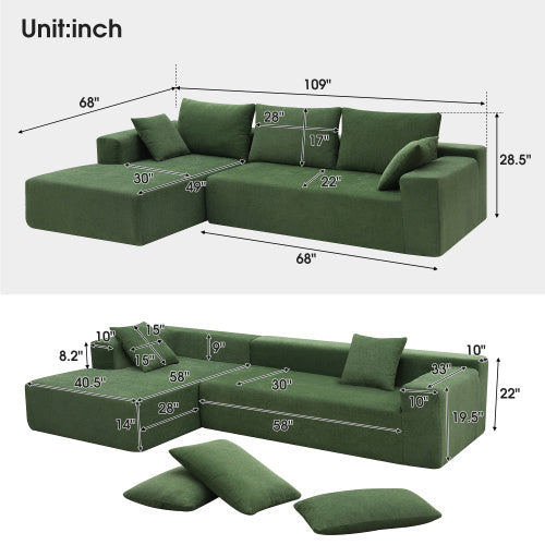 109*68\" Modular Sectional Living Room Sofa Set, Modern Minimalist Style Couch, Upholstered Sleeper Sofa for Living Room, Bedroom, Salon, 2 PC Free Combination, L-Shape