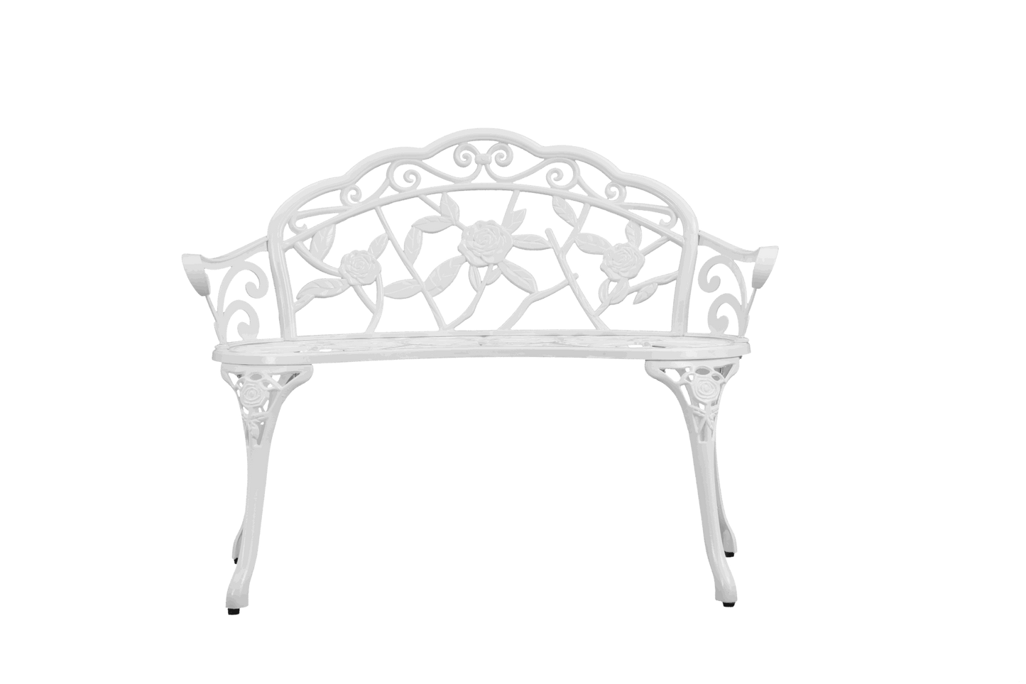 Patio Outdoor Bench; White Cast-Aluminum Garden Benches Metal Loveseat Outdoor Furniture for Park Lawn Front Porch