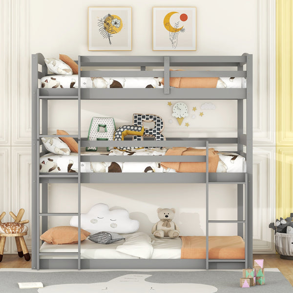 Twin over Twin over Twin Triple Bunk Bed,Gray