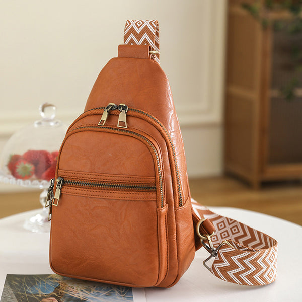 Sling Bag for Women Crossbody Purses Trendy PU Leather Small Sling Backpack Chest Bag for Women