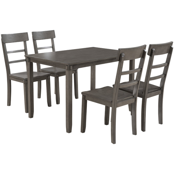 5-piece Kitchen Dining Table Set Wood Table and Chairs Set for Dining Room (Gray)