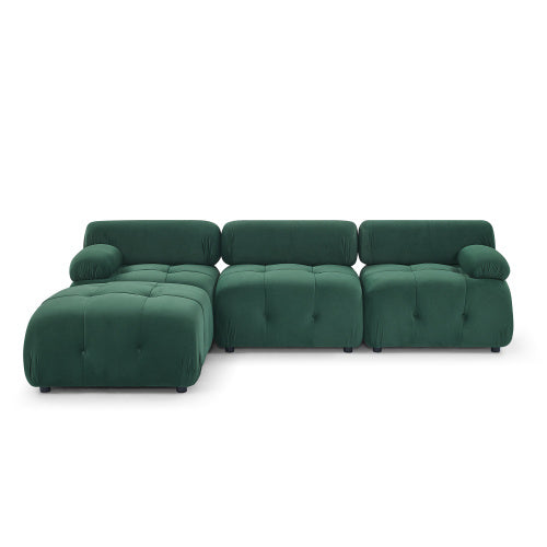 Modular Sectional Sofa, Button Tufted Designed and DIY Combination,L Shaped Couch with Reversible Ottoman, Navy Velvet