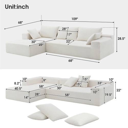 109*68\" Modular Sectional Living Room Sofa Set, Modern Minimalist Style Couch, Upholstered Sleeper Sofa for Living Room, Bedroom, Salon, 2 PC Free Combination, L-Shape