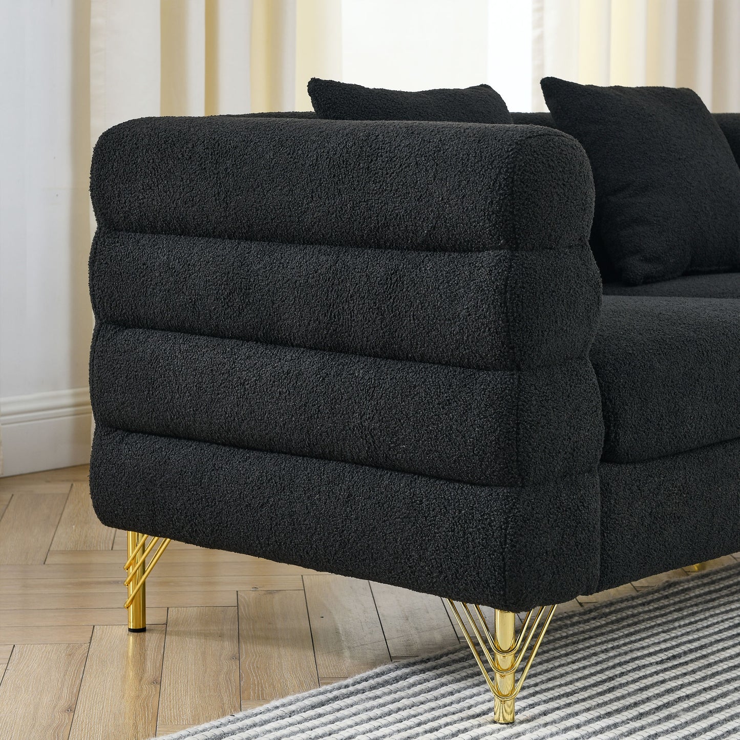 81.5-Inch Oversized Corner Sofa Covers, L-Shaped Sectional Couch, 5-Seater Corner Sofas with 3 Cushions for Living Room, Bedroom, Apartment, Office