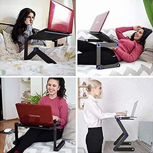 Adjustable Laptop Desk, RAINBEAN Laptop Stand for Bed Portable Lap Desk Foldable Table Workstation Notebook Riser with Mouse Pad, Ergonomic Computer Tray Reading Holder Bed Tray Standing Desk