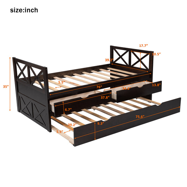 Multi-Functional Daybed with Drawers and Trundle