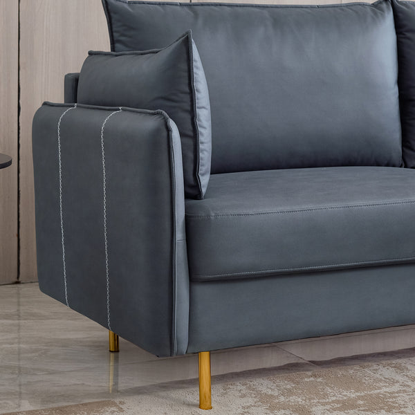 L-Shaped Corner Sectional Technical leather Sofa-Dark Grey;  92.5*92.5''