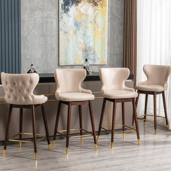 Furniture,29.9\\\\\\\" Modern Leathaire Fabric bar chairs, Tufted Gold Nailhead Trim Gold Decoration Bar stools,Set of 2