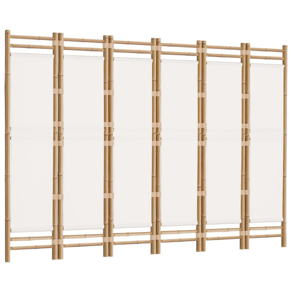 Folding 6-Panel Room Divider 94.5" Bamboo and Canvas