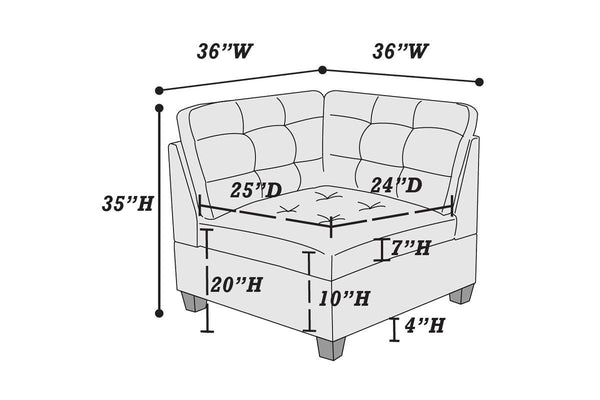 Living Room Furniture Antique Grey Modular Sectional 7pc Set Breathable Leatherette Tufted Couch 2x Corner Wedge 4x Armless Chairs and 1x Ottoman U-Shaped