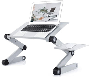 Adjustable Laptop Desk, RAINBEAN Laptop Stand for Bed Portable Lap Desk Foldable Table Workstation Notebook Riser with Mouse Pad, Ergonomic Computer Tray Reading Holder Bed Tray Standing Desk