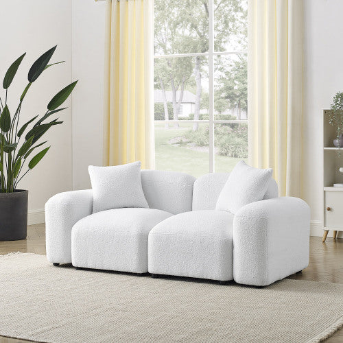 L-Shape Modular Sectional Sofa,DIY Combination,Teddy Fabric