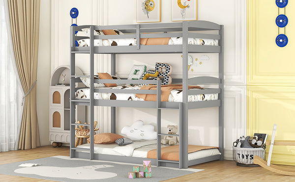 Twin over Twin over Twin Triple Bunk Bed,Gray