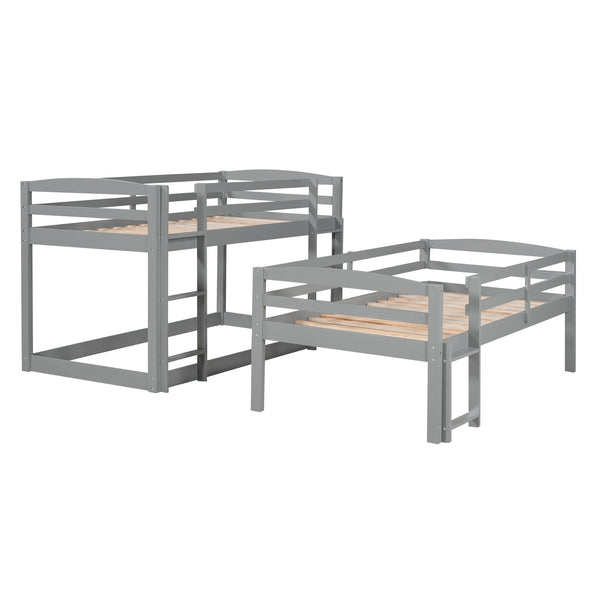 Twin over Twin over Twin Triple Bunk Bed,Gray