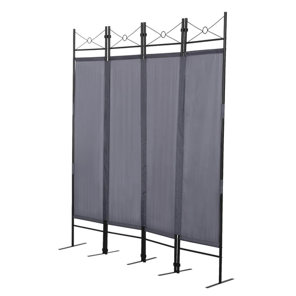 4-Panel Metal Folding Room Divider, 5.94Ft Freestanding Room Screen Partition Privacy Display for Bedroom, Living Room, Office