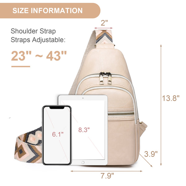 Sling Bag for Women Crossbody Purses Trendy PU Leather Small Sling Backpack Chest Bag for Women