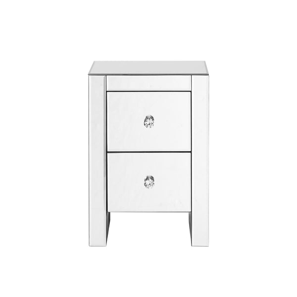 Mirrored Nightstand End Tables with 2/3/4-Drawer, Silver Modern Beside Table, Mirror Accent Side Table for Bedroom, Living Room