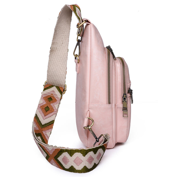 Sling Bag for Women Crossbody Purses Trendy PU Leather Small Sling Backpack Chest Bag for Women