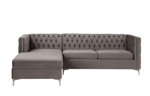 Sullivan Sectional Sofa; Gray Velvet 55495