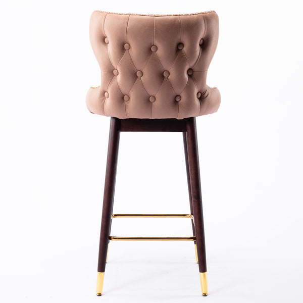 Furniture,29.9\\\\\\\" Modern Leathaire Fabric bar chairs, Tufted Gold Nailhead Trim Gold Decoration Bar stools,Set of 2