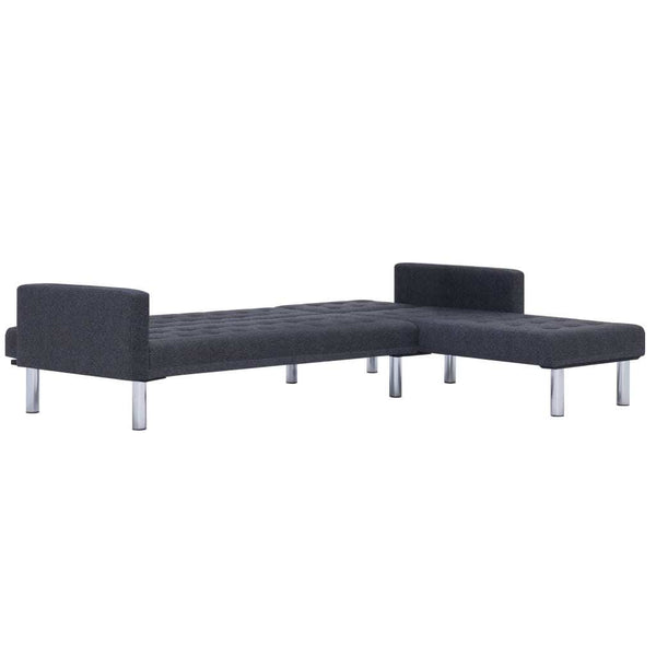 L-shaped Sofa Bed Dark Gray Polyester