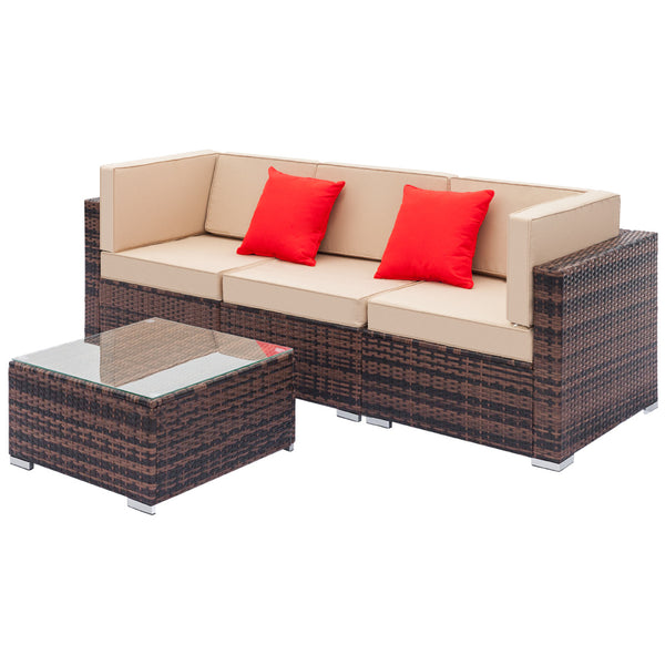 Outdoor Fully Equipped Weaving Ratt Fully Equipped Weaving Rattan Sofa Set with 2pcs Corner Sofas & 1pcs Single Sofas & 1 pcs Coffee Table  XH