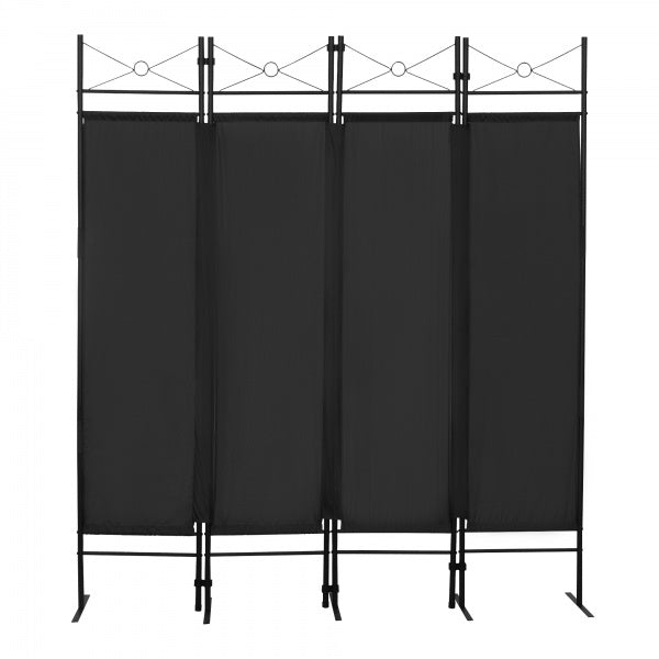 4-Panel Metal Folding Room Divider, 5.94Ft Freestanding Room Screen Partition Privacy Display for Bedroom, Living Room, Office