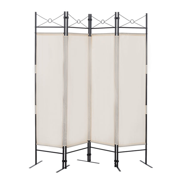 4-Panel Metal Folding Room Divider, 5.94Ft Freestanding Room Screen Partition Privacy Display for Bedroom, Living Room, Office