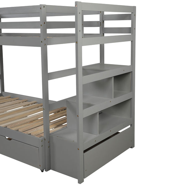 Twin over Twin/King Bunk Bed with Twin Size Trundle