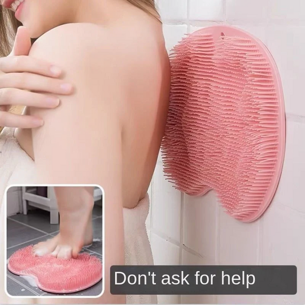 Shower Foot & Back Scrubber Mat Hands Free Foot Massager Mat with Non-Slip Suction Cups, Wall Mounted Silicone Bathroom Wash Foot Pad Exfoliating Dead Skin Foot Brush