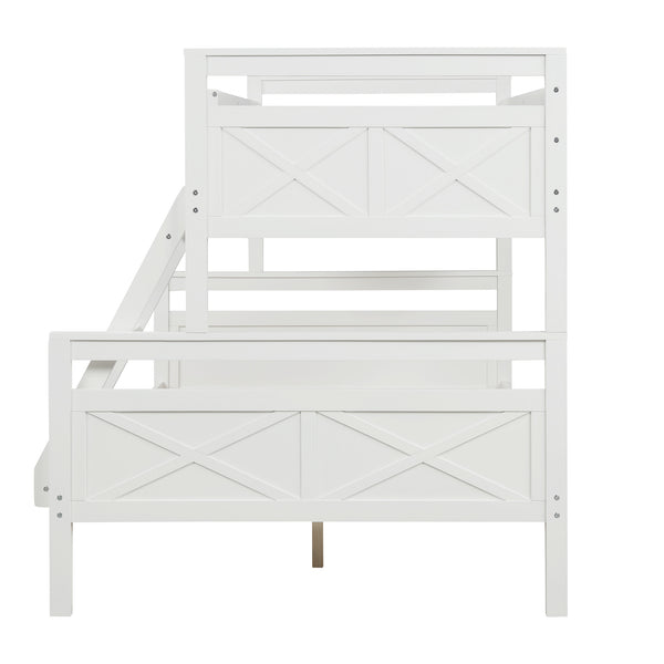 Twin over Full Bunk Bed with ladder, Safety Guardrail, Perfect for Bedroom, Gray