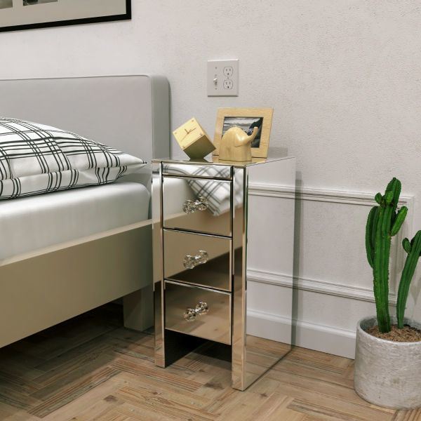 Mirror bedside cabinet-three layers