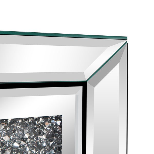 Modern and Contemporary Mirror Surface With Diamond 3-Drawers Nightstand Bedside Table