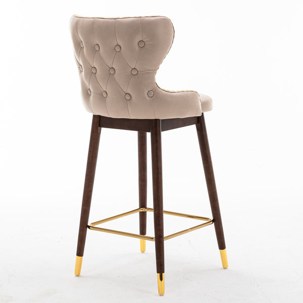 Furniture,29.9\\\\\\\" Modern Leathaire Fabric bar chairs, Tufted Gold Nailhead Trim Gold Decoration Bar stools,Set of 2