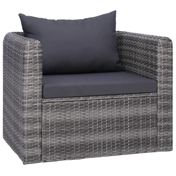 7 Piece Garden Sofa Set with Cushions & Pillows Poly Rattan Gray