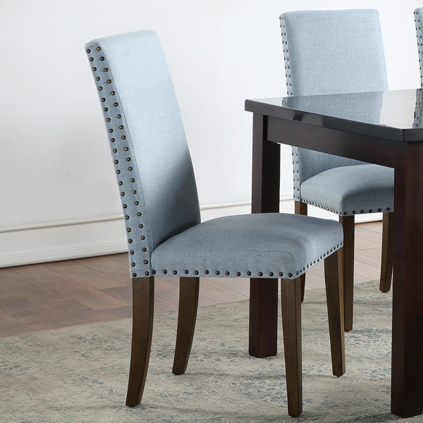 Upholstered Dining Chairs - Dining Chairs Set of 2 Fabric Dining Chairs with Copper Nails