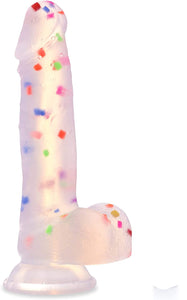 Realistic Dildo with Powerful Suction Cup;  Confetti Silicone Crystal Clear G-Spot Vaginal Lifelike Dildo;  Waterproof & Skin-Friendly Material Adult Sex Toys for Masturbation Play