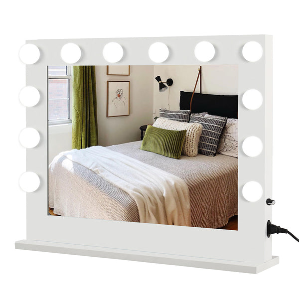 Vanity Mirror with Lights, Hollywood Lighted Makeup Mirror with 14 Dimmable LED Bulbs for Dressing Room & Bedroom, Tabletop or Wall-Mounted, Slim Metal Frame Design