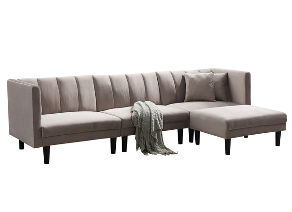 REVERSIBLE SECTIONAL SOFA SLEEPER WITH 2 PILLOWS  VELVET