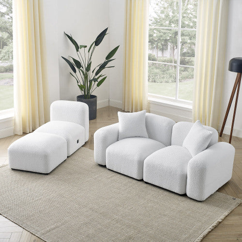 L-Shape Modular Sectional Sofa,DIY Combination,Teddy Fabric