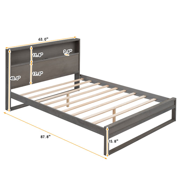 3-Pieces Bedroom Sets Queen Size Platform Bed with Two Nightstands