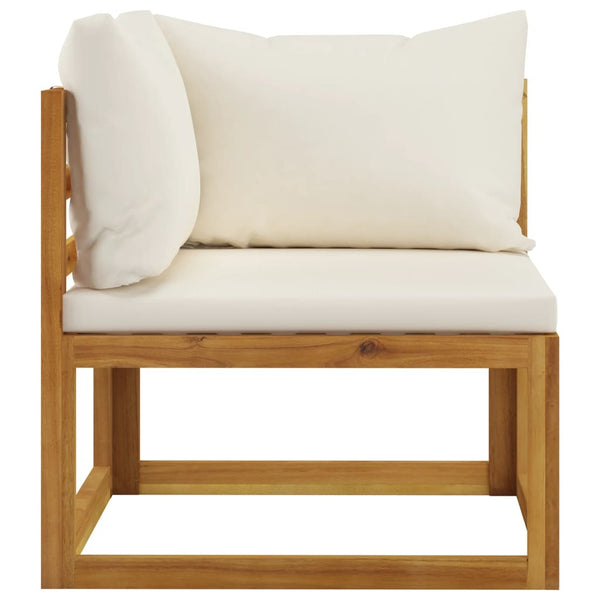 3-Seater Garden Sofa with Cushion Cream Solid Acacia Wood