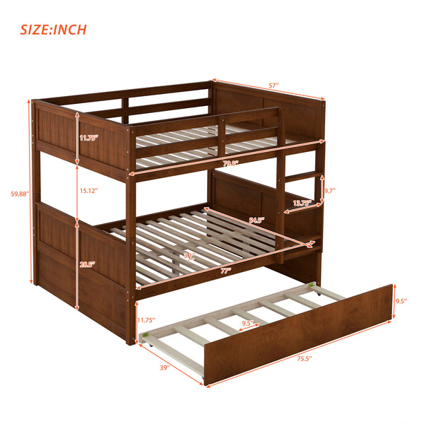 Full Over Full Bunk Bed with Twin Size Trundle