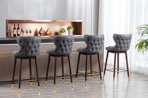 Furniture,29.9\\\\\\\" Modern Leathaire Fabric bar chairs, Tufted Gold Nailhead Trim Gold Decoration Bar stools,Set of 2