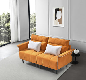 HQ-282 Sofa Couch, Suede Mid-Century Tufted Love Seat for Living Room