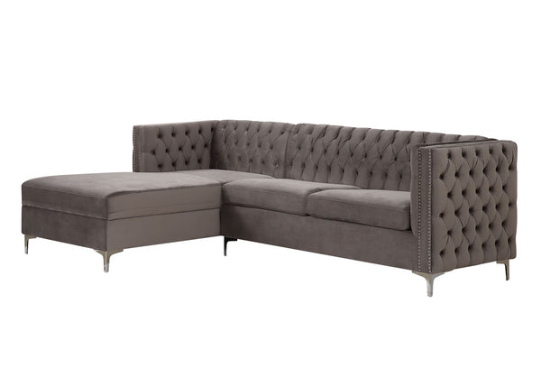 Sullivan Sectional Sofa; Gray Velvet 55495