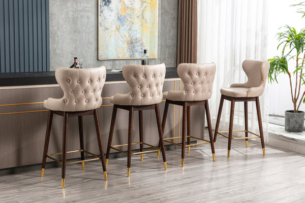 Furniture,29.9\\\\\\\" Modern Leathaire Fabric bar chairs, Tufted Gold Nailhead Trim Gold Decoration Bar stools,Set of 2