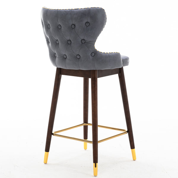 Furniture,29.9\\\\\\\" Modern Leathaire Fabric bar chairs, Tufted Gold Nailhead Trim Gold Decoration Bar stools,Set of 2