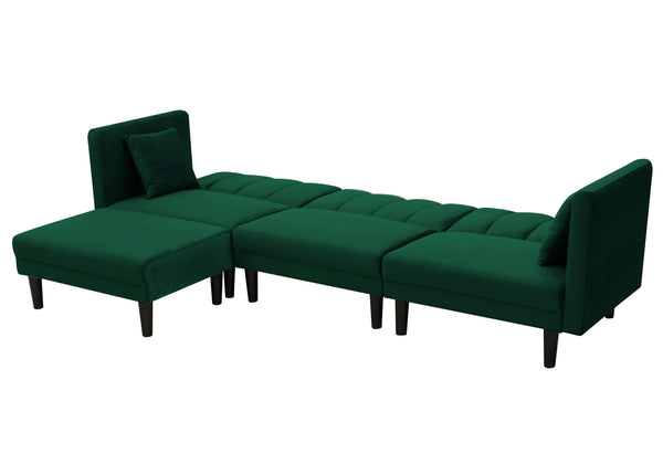 REVERSIBLE SECTIONAL SOFA SLEEPER WITH 2 PILLOWS  VELVET